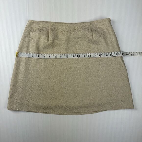 Myan Ivory Shimmer Formal Mini Skirt Size Medium Sparkle Lined - Picture 8 of 10